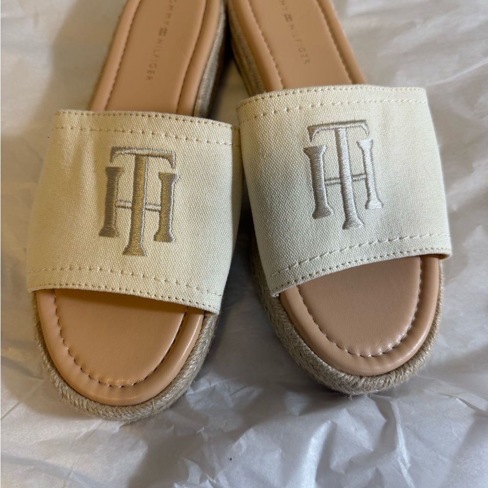 Tommy Hilfiger Cream Slide Espadrille sandals